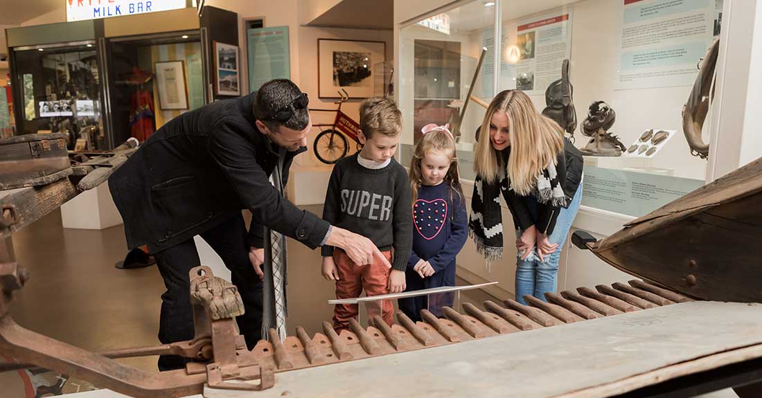 Family viewing exhibitions at the Musuem of the Riverina in Wagga Wagga